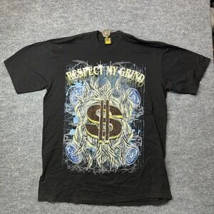 Lusso Respect My Grind T-Shirt Mens Black Embellished Dollar Sign USA Made - 3XL